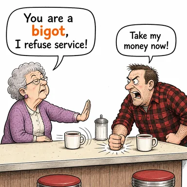 bigot (yobaz, bağnaz) karikatürü — diyalogla bağlam içinde öğren