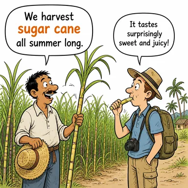 sugar cane (şeker kamışı) karikatürü — diyalogla bağlam içinde öğren