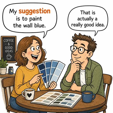 suggestion (öneri, teklif, telkin) karikatürü — diyalogla bağlam içinde öğren