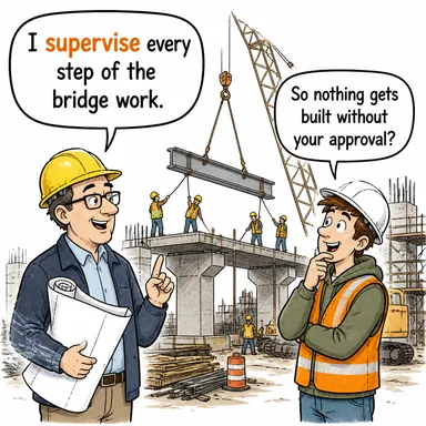 supervise (denetlemek, gözetmek, nezaret etmek) karikatürü — diyalogla bağlam içinde öğren
