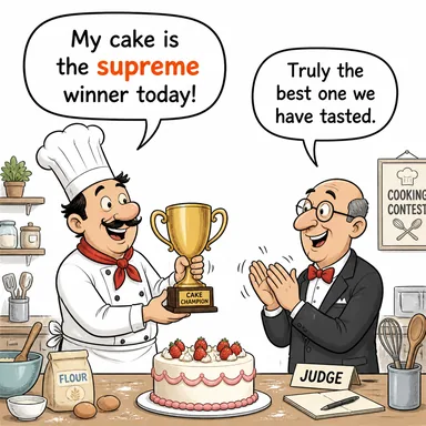 supreme (en üstün, yüce, ulu) karikatürü — diyalogla bağlam içinde öğren