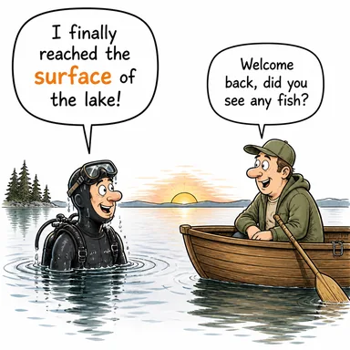 surface (yüzey, dış görünüş) karikatürü — diyalogla bağlam içinde öğren