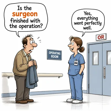 surgeon (cerrah) karikatürü — diyalogla bağlam içinde öğren