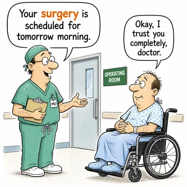 surgery (ameliyat, cerrahi) karikatürü — diyalogla bağlam içinde öğren