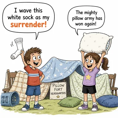 surrender (teslimiyet, pes etme) karikatürü — diyalogla bağlam içinde öğren