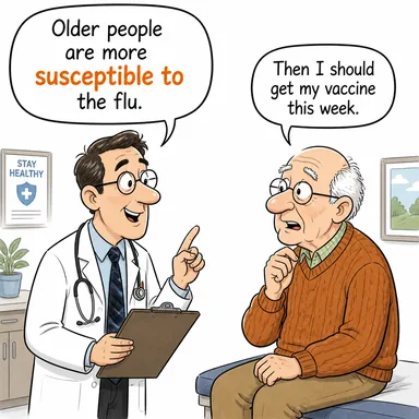 susceptible to (duyarlı, hassas, yatkın (hastalığa vb.)) karikatürü — diyalogla bağlam içinde öğren