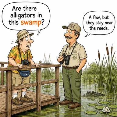 swamp (bataklık) karikatürü — diyalogla bağlam içinde öğren