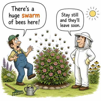 swarm (sürü, yığın) karikatürü — diyalogla bağlam içinde öğren