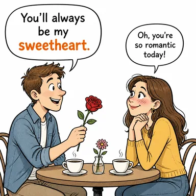 sweetheart (sevgili, canan) karikatürü — diyalogla bağlam içinde öğren