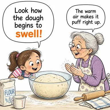swell (şişmek, kabarmak, artmak) karikatürü — diyalogla bağlam içinde öğren
