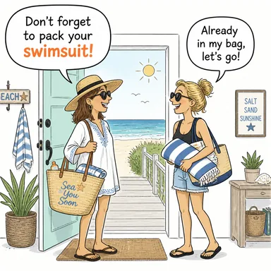 swimsuit (mayo) karikatürü — diyalogla bağlam içinde öğren