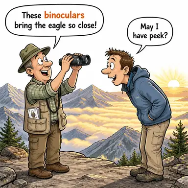 binoculars (dürbün) karikatürü — diyalogla bağlam içinde öğren