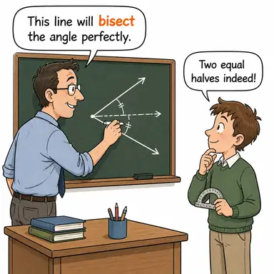 bisect (iki eşit parçaya bölmek) karikatürü — diyalogla bağlam içinde öğren