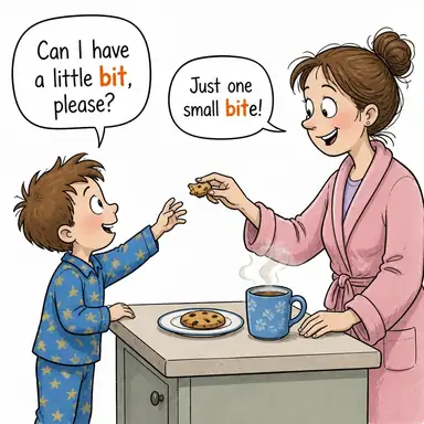 bit (parça, kırıntı, az miktar) karikatürü — diyalogla bağlam içinde öğren