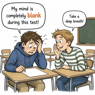 blank (boş, ifadesiz) karikatürü — diyalogla bağlam içinde öğren