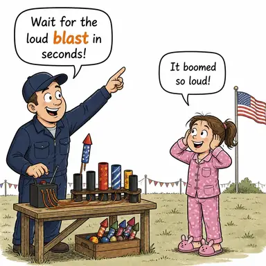 blast (patlama, şiddetli rüzgar) karikatürü — diyalogla bağlam içinde öğren
