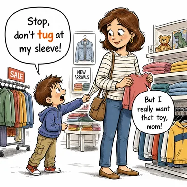 tug (kuvvetle çekmek, asılmak, sürüklemek) karikatürü — diyalogla bağlam içinde öğren