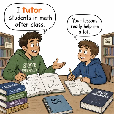 tutor (özel ders vermek, eğitmek) karikatürü — diyalogla bağlam içinde öğren
