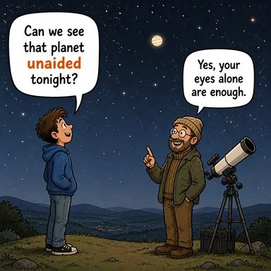 unaided (yardımsız, tek başına, çıplak (gözle)) karikatürü — diyalogla bağlam içinde öğren
