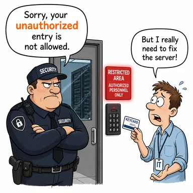 unauthorized (yetkisiz, izinsiz) karikatürü — diyalogla bağlam içinde öğren