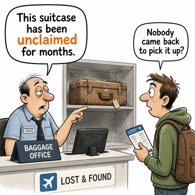unclaimed (sahibi çıkmamış, talep edilmemiş, sahipsiz) karikatürü — diyalogla bağlam içinde öğren