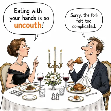 uncouth (kaba, görgüsüz, yontulmamış) karikatürü — diyalogla bağlam içinde öğren