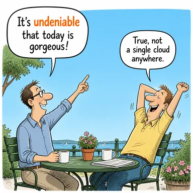 undeniable (inkar edilemez, yadsınamaz, kesin) karikatürü — diyalogla bağlam içinde öğren