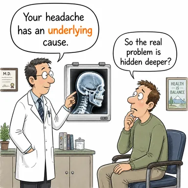 underlying (altında yatan, temel, asıl) karikatürü — diyalogla bağlam içinde öğren