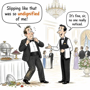 undignified (haysiyet kırıcı, yakışıksız, onur kırıcı) karikatürü — diyalogla bağlam içinde öğren