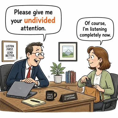 undivided (bölünmemiş, tam (dikkat/ilgi)) karikatürü — diyalogla bağlam içinde öğren