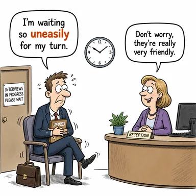 uneasily (huzursuzca, tedirgin bir şekilde) karikatürü — diyalogla bağlam içinde öğren