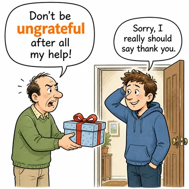 ungrateful (nankör, iyilik bilmez) karikatürü — diyalogla bağlam içinde öğren