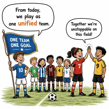 unified (birleşmiş, bütünleşmiş, ortak) karikatürü — diyalogla bağlam içinde öğren