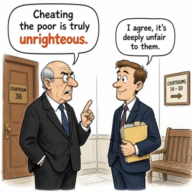 unrighteous (adil olmayan, günahkar, haksız) karikatürü — diyalogla bağlam içinde öğren
