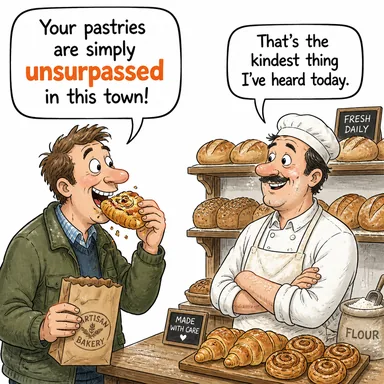 unsurpassed (eşsiz, emsalsiz, rakipsiz) karikatürü — diyalogla bağlam içinde öğren