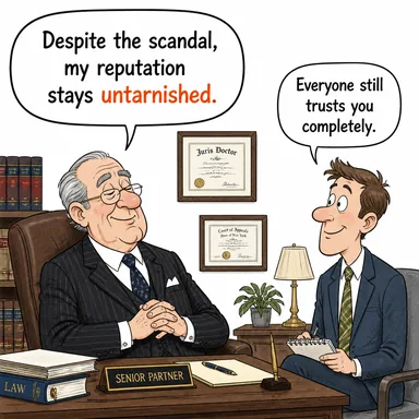 untarnished (lekelenmemiş, temiz, şaibesiz) karikatürü — diyalogla bağlam içinde öğren