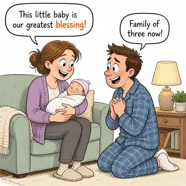 blessing (nimet, lütuf, onay/dua) karikatürü — diyalogla bağlam içinde öğren