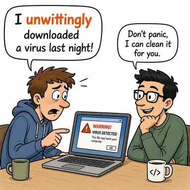 unwittingly (istemeden, farkında olmadan, bilmeden) karikatürü — diyalogla bağlam içinde öğren