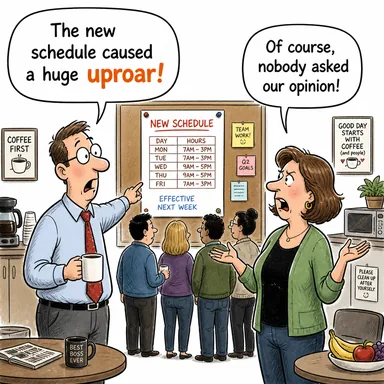 uproar (kargaşa, gürültü patırtı, infial) karikatürü — diyalogla bağlam içinde öğren