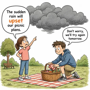upset (üzmek, altüst etmek, (planı) bozmak) karikatürü — diyalogla bağlam içinde öğren
