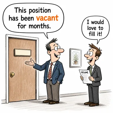 vacant (boş, münhal (kadro), açık) karikatürü — diyalogla bağlam içinde öğren