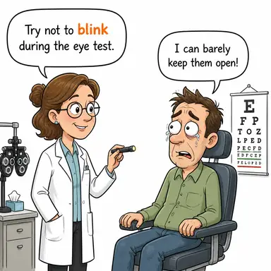 blink (göz kırpmak) karikatürü — diyalogla bağlam içinde öğren