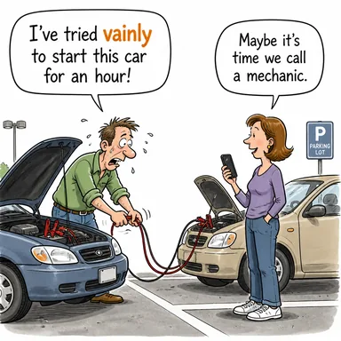 vainly (beyhude, boşuna, nafile) karikatürü — diyalogla bağlam içinde öğren