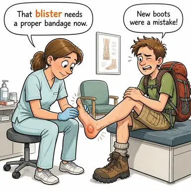 blister (su toplanması, kabarcık) karikatürü — diyalogla bağlam içinde öğren