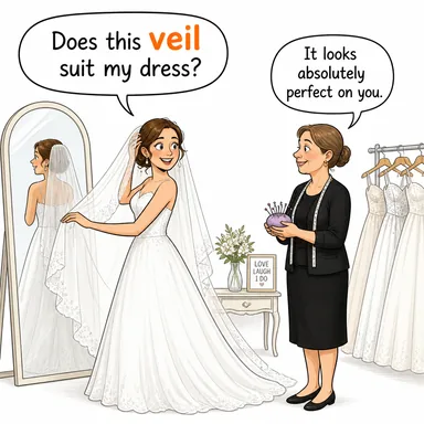 veil (peçe, duvak, örtü) karikatürü — diyalogla bağlam içinde öğren