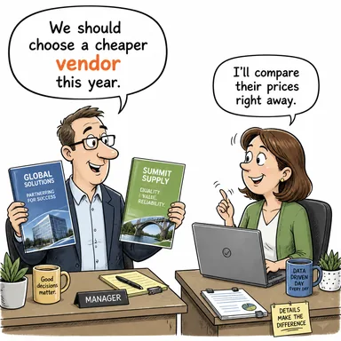 vendor (satıcı, tedarikçi, sağlayıcı) karikatürü — diyalogla bağlam içinde öğren