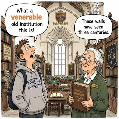 venerable (saygıdeğer, muhterem (yaş/makam gereği)) karikatürü — diyalogla bağlam içinde öğren