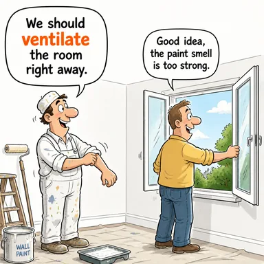 ventilate (havalandırmak) karikatürü — diyalogla bağlam içinde öğren