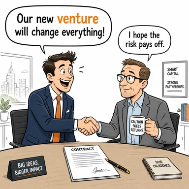 venture (girişim, teşebbüs, ticari risk) karikatürü — diyalogla bağlam içinde öğren