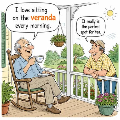 veranda (veranda, balkon, taraça) karikatürü — diyalogla bağlam içinde öğren